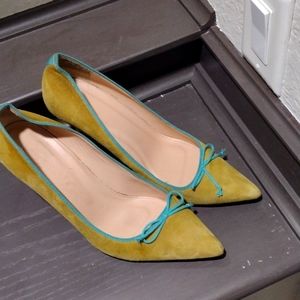 J.Crew suede pumps yellow like green pumps